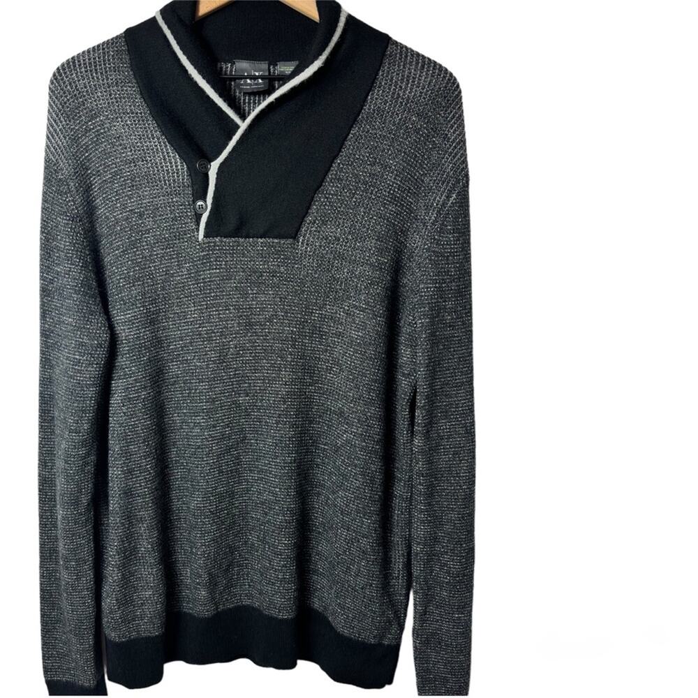 ARMANI EXCHANGE GREY BLACK LONG SLEEVE MEN SOFT MATERIALS WOOL SWEATER XL